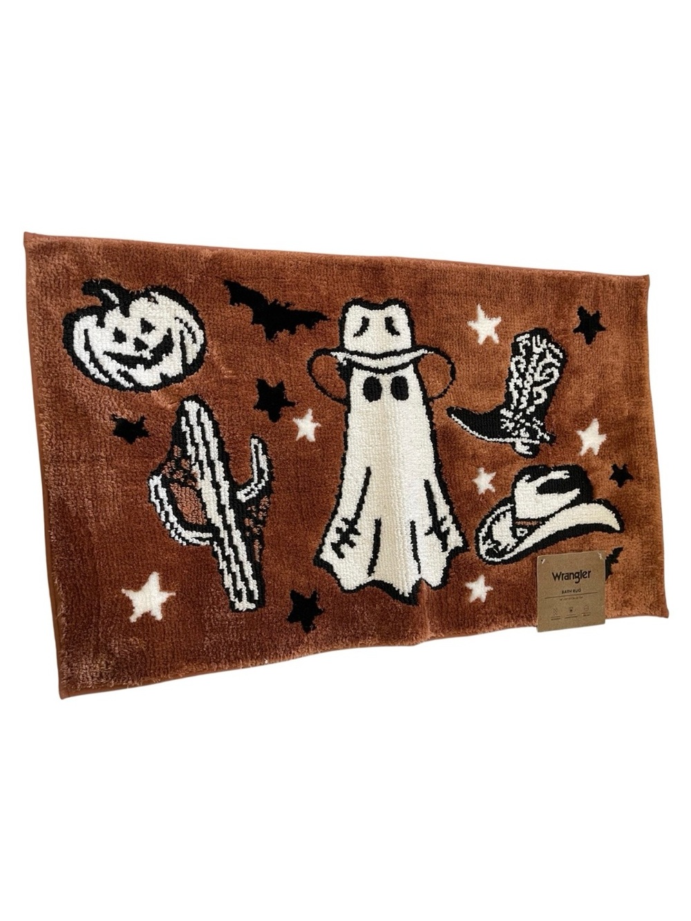 Wrangler Halloween Ghost Cactus Pumpkin Cowboy Boot Bath Rug 20” x 30” - NWT **